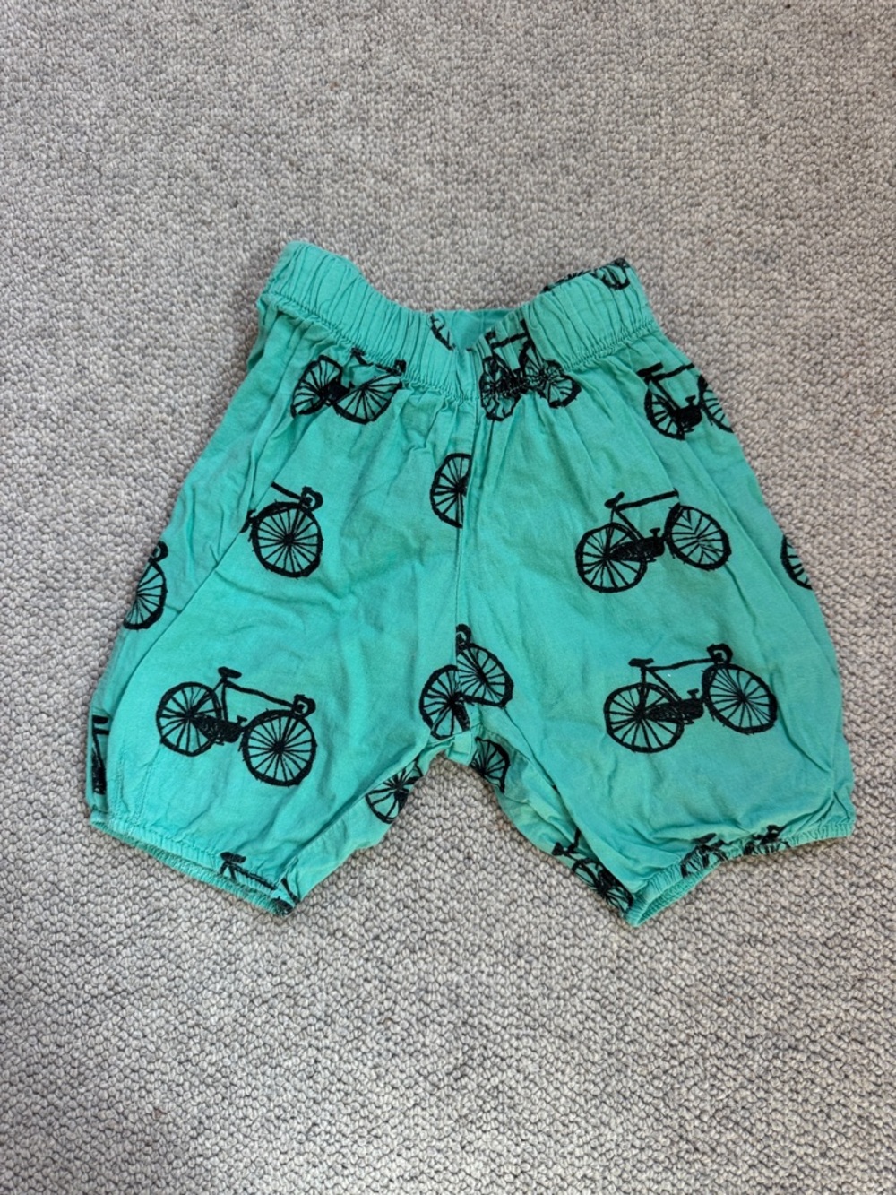 HTF Bobo Choses Teal Shorts with Black Bicycle Print
